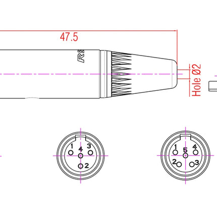 Tiny XLR Cable Connector Male Female 3 4 5 Pin Mini XLR Plug/ Male Socket RT5MP  Wireless Bodypack Headphone Microphone Jack