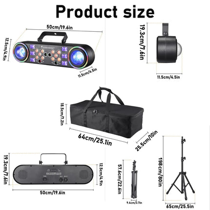 80W Dj Lights with Stand,7 in 1 Party Light Dj Disco Lights Sound Activated DMX with Rotating Ball,Strobe,Colorful Effect