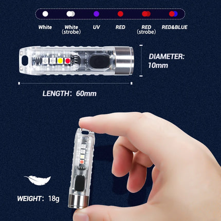 Portable Mini Keychain Flashlight Rechargeable Waterproof Torch Lamp with Magnet Multifunction Warning Camping Flashlight