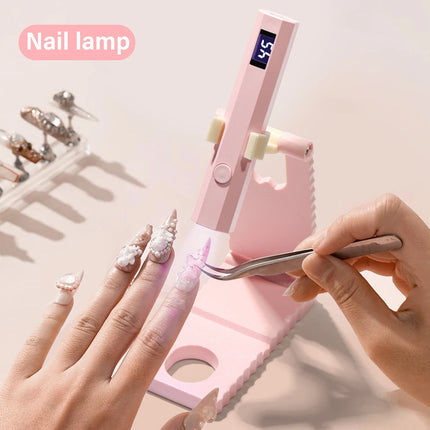 LED UV Nail Lamp with Stand Handheld UV Light with LCD Display for Gel Nails Rechargeable USB Nail Dryer for Fast Curing