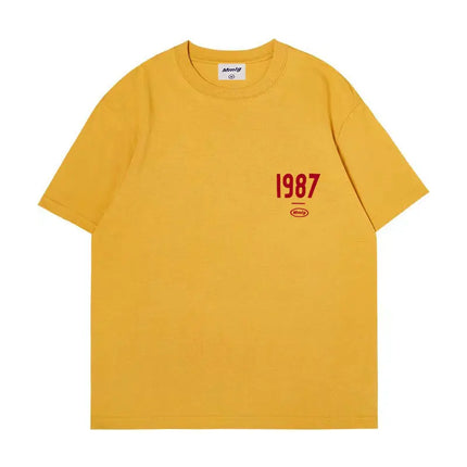 summer new Hot figure Simplicity Numbers 1987 print cotton men's and women's T-shirts Fashion casual shopping shirt short sleeve