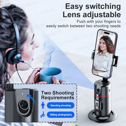AXNEN P02 360 Rotation Follow-up Gimbal Stabilizer Monopod Desktop Tracking Gimbal with Remote for Phone Live Photography