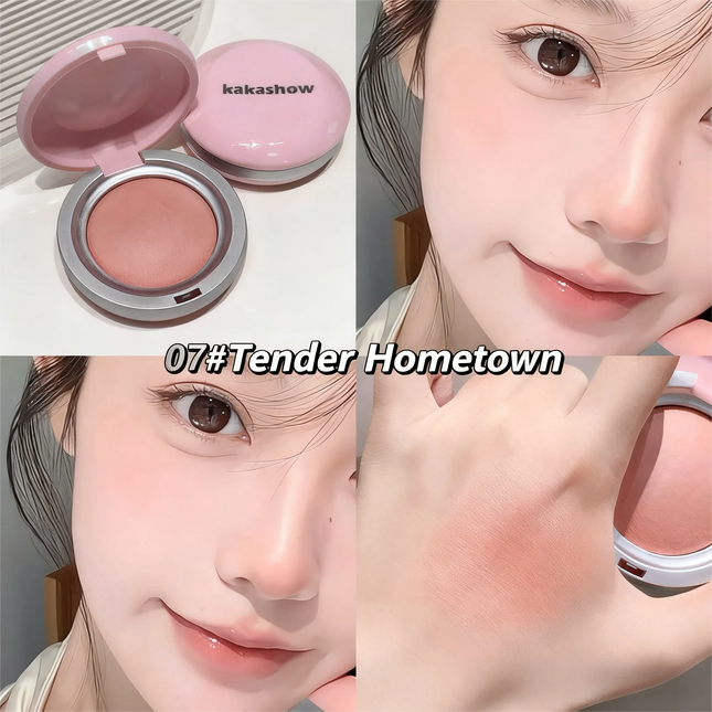 Kakashow Single Color Blush Silky Matte Delicate Powder Natural Pink Rouge for Facial Makeup