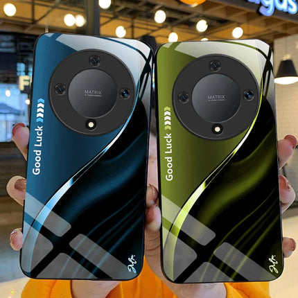 Hard Tempered Glass Case For Honor X9d Magic 8 Lite Protective Cover Gradient Color Back Shell Fundas
