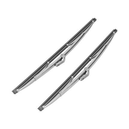Front Wiper Blades 12in/30.48cm Front Windshield Wiper Blades Stainless Steel Polished Silver Universal for Car Wiper Blade Set