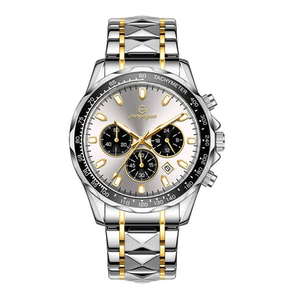 PENGAGAR Luxury Watches Men Business Waterproof Luminous Fashion Stainless Steel Date Week Band Male Quartz Watch Reloj