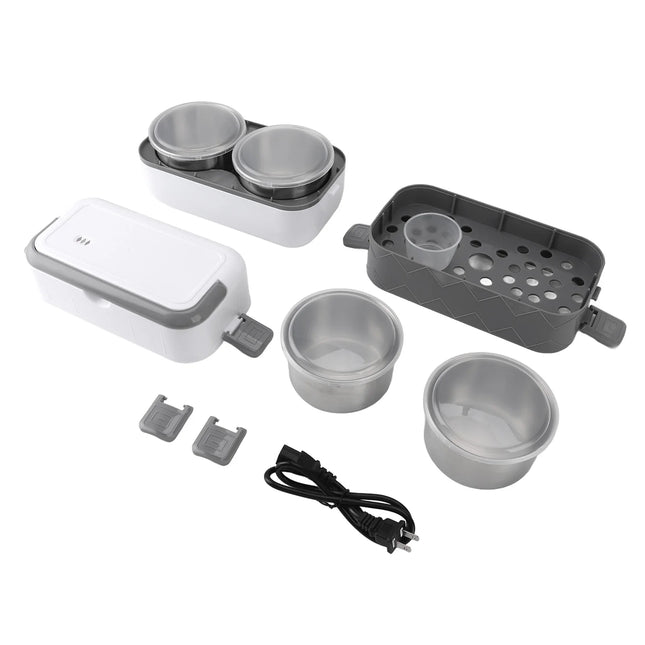 Electric Lunch Box 200W Rapid Heating Auto Shut Off Portable Food Heater with 4 Stainless Steel Containers for Work Travel