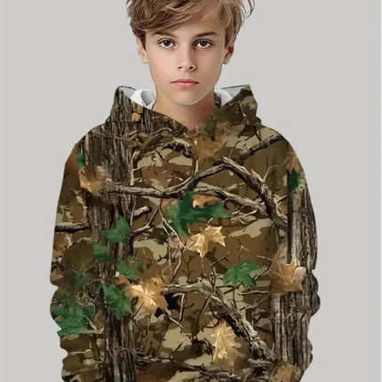 Camouflage Hunting Hoodies Forest Print Boy Clothes Outdoor Sports Long Sleeve Trip Tactical Training Esweatshirt Kids Clothing