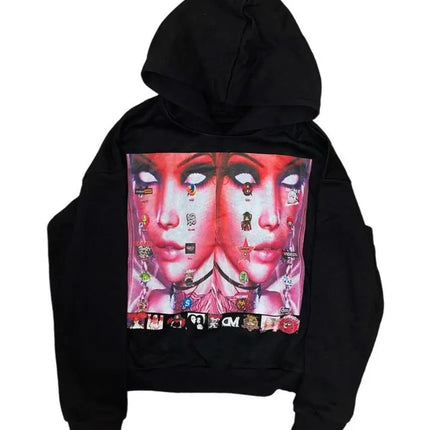 2025 American retro personalized hoodie trendy sports sweatshirt Y2K letter pattern printed hooded sweatshirt street wear