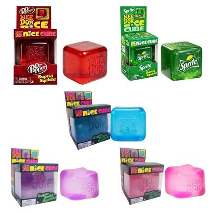 Schylling Nee Doh Jellyfish & Cube Squish Toy, Soft Jelly Squeeze Stress Relief Fidget Toy, Sensory NeeDoh for Kids & Adults