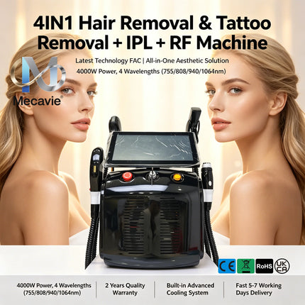 Picosecond Laser IPL RF 4 Wavelengths 4 in 1 Soprano Diode Hair Remover Painless Epilator for All Skin Types Face Body Salon