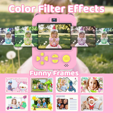 Kids Camera Digital Children Camera Instant Print Photo Video Recorder Toddler Mini Thermal Printer Birthday Gifts Cute Unicorn