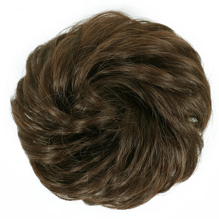 Azqueen Synthetic Messy Bun Chignon Donut Gary Brown Color Hair Bun Pad Elastic Hair Rope Rubber Band Hair Extensions