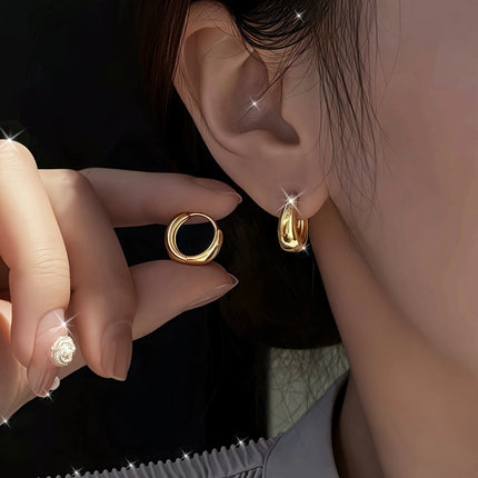 2Pcs Elegant Stainless Steel Hypoallergenic French Hoop Earrings,Comfort Retro Sexy Design,Christmas Gifts for Fashionable Women