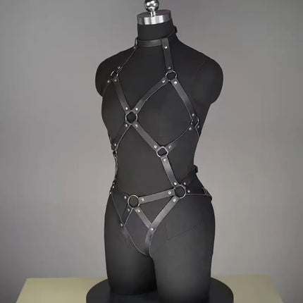 Premium Leather Bondage Gear BDSM Restraint Suit Adjustable Full-Body Harness for Adults Sensual Role Play Lingerie Fetish Wear