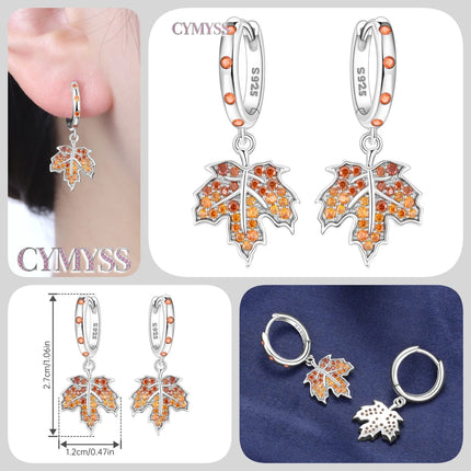Hot Sale Original 925 Sterling Silver Zircon Pink Paw Print Earrings Heart Flower Leaf Design Women Party Jewelry Gift Ear Loops