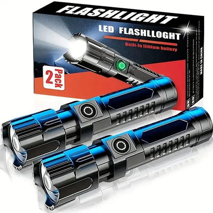 Rechargeable Zoom LED Flashlight Handheld Torch with 3 Modes Waterproof High Power Light Hand Lamp For Working Outdoor Camping