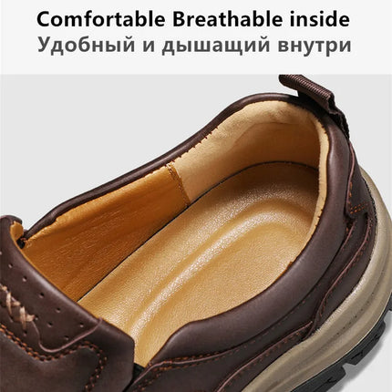 Brand Men Shoes High Quality Genuine Leather Men's Casual Shoes Slip On Comfort Business Man Flats Shoes Outdoor Men Work Shoes