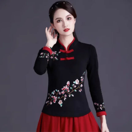 Ethnic Style Streetwear Fashion Casual Women's Clothing Shirts for Women Vintage Clothes T-shirt Y2k Top Women's Clothes Embroidery