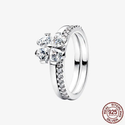 925 Sterling Silver Open Ring Style CZ Paved Heart Butterfly Flower Colorful Gemstone Ring For Women Daily Wear Jewelry Gift