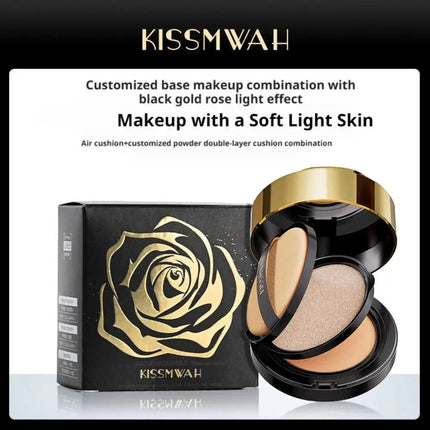 Skin KISSMWAH Cushion BB Cream 3 In 1 Multifunctional Base Makeup Combination Set Soft Light Black Gold Rose Light Makeup Powder