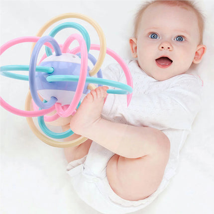 Baby Manhattan Grab Ball Sensory Teether And Rattle Toy Infant Bed Rattle Ball 0-3 Year Toddlers Soft Teether Silicone Ball Toy