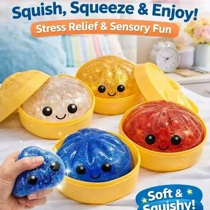 In Stock Glitter Dumpling Glitter Dumpling Squishy Blind Box Dumplings Sensory Squeeze Toy for Stress Relief Desktop Decoration