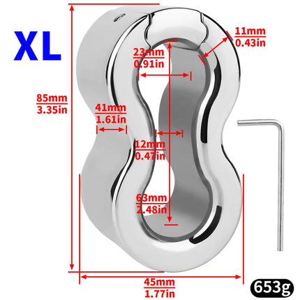 FRRK Weight Scrotal Ring Stainless Steel Ball Stretcher Metal Lock Ring Male Bondage Adult Intimate Personal Restraint Wear Toy