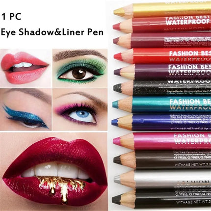 Fashion Long Lasting Glitter Colourful Eyeliner Pencil with Sharpener Eye Shadow&Liner Pen Matte Waterproof Highlighter Pigment