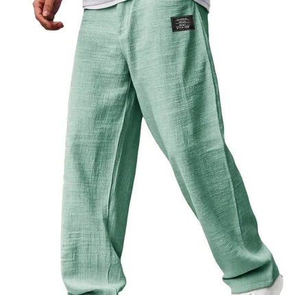 New Men's Beach Pants - Daily Versatile Outdoor Leisure Fitness Simple Cotton Hemp Texture Loose Long Pants for Spring and Summe