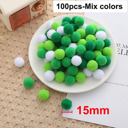 100pcs 10mm/15mm/20mm Soft Pompoms Fur Ball Arts Craft Supplies DIY Accessories for Toys Party Decoration Crafts Materials
