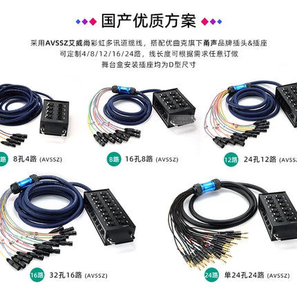 Multi-channel Al alloy Cable Blank Cable Box 16/24/32 Channels for Stage Mobile Audio XLR Male Female Audio Signal Cablebox hole