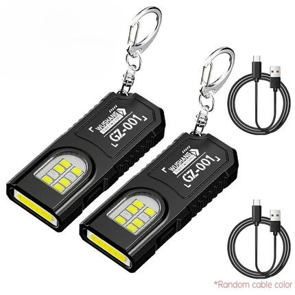 COB Keychain Light LED Flashlight USB-C Rechargeable Mini Handheld Flashlight Work Light with Bottle Opener for Outdoor Camping