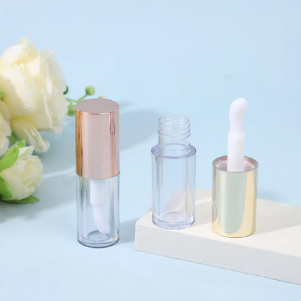 50/100pcs Empty Lip Gloss Tubes, Transparent Mini Fillable Lipstick Transfers for Lip Sample Travel DIY Makeup (1.2ml,Rose Gold)