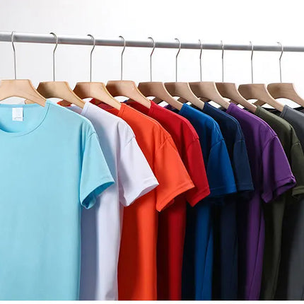 Men's Short Sleeve Sport T-shirt Quick Dry Running Blue Football Training Fitness Casual Wear Polyester Fiber round Neck T-shirt