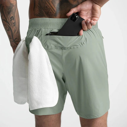 2025 New Men's Shorts Single-Layer Woven Quick Dry Solid Color Running Fitness Sports Casual American Fifth Pants Comfortable