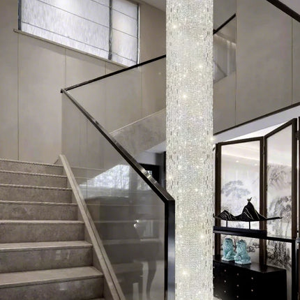 Crystal Spiral Stairs Chandelier Luxury Villa Staircase Chandelier Duplex Loft Hanging Lamp Customized Long Led Pendant Light