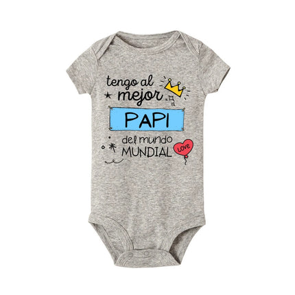 I Have The Best Mom & Dad in The World Spanish Printed Baby Jumpsuit Infant Short Sleeve Romper Funny Newborn Unisex Bodysuit