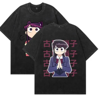 Shouko Komi Anime Lover Washed T-shirt personality Clothes Oversized Unisex Year round clothing high quality hot product Couples