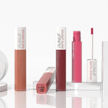 8 Colors Matt Velvet Lip Gloss Brown Red Nude Liquid Lipstick Long Lasting Waterproof Non-stick Cup Lip Glaze Lips Tint Makeup