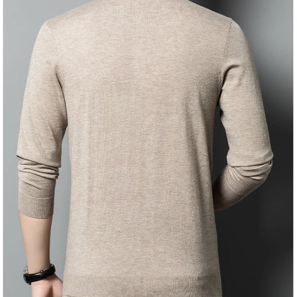 Worsted wool Men POLO Neck  Pullover Long Sleeve Lapel Sweaters Loose Warm Knitted Tops Spring Autumn New Style Men’s Clothing
