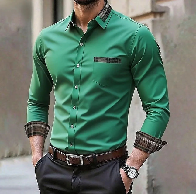 14 colors men's solid color casual formal shirt wedding outdoor comfortable fashion long sleeve shirt large size XS-6XL