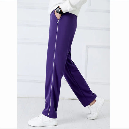 Purple Unisex New Track Pants Casual Sweatpants Mens Striped Bastic Trousers Straight Pants Joggers Simple Work Pants