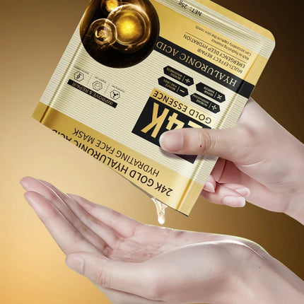 10pcs 24K Golden Hyaluronic Acid Face Mask Facial skincare Firming Moisturizing Hydrating Facial Masks Skin Care Products
