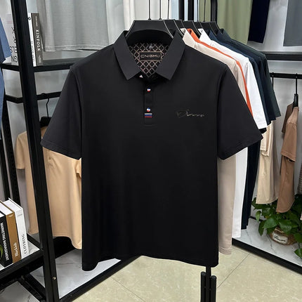 Luxury Man Short-Sleeved Polo Shirt Lapel Button Letter Embroidery Spring Casual Elegance T-Shirt Simple Business Men's Clothing