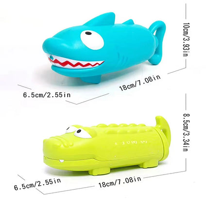 Kids Pull Out Water Gun Shark Design Summer Beach Bath Sprink Outdoor Fun Water Safe Toy Cartoon Material Portable Dinosaur