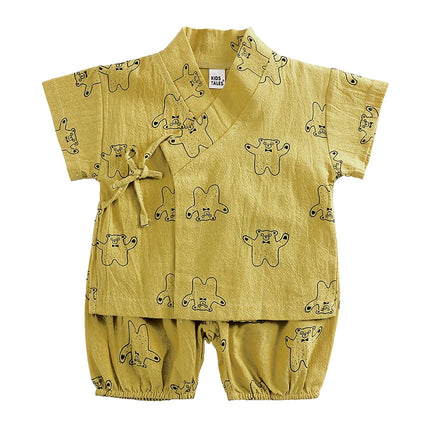 2PCS Summer Infant Baby Boy Girl Pajamas Sets for 6-36M Newborn Cartoon Print Top+Shorts Soft Toddler Home Wear Kimono Pyjamas