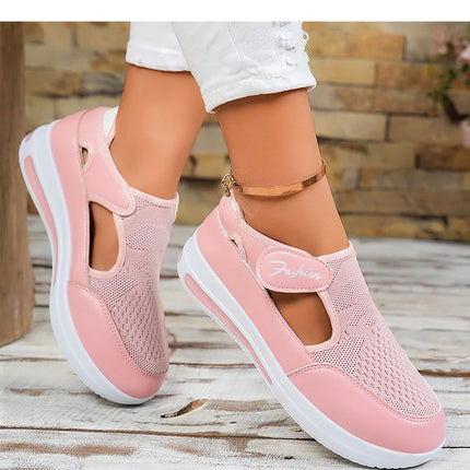 Designer Women Sneakers Wedge Tennis Shoes Red Blue Canvas Women Casual Shoes Ladies Platform Vulcanized Shoe Hollow Out Shoes