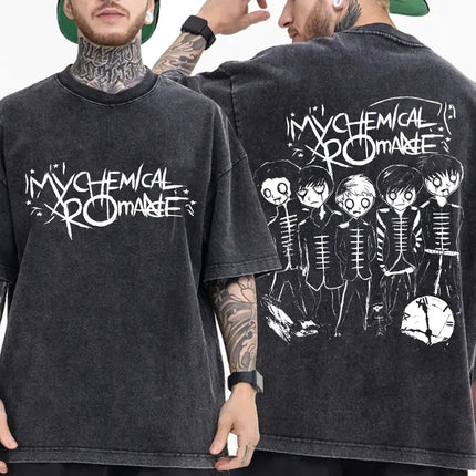 My Chemical Romance Band Washed T-shirt Long Live The Black Parade Tour Merch T-shirts Men Women Gothic Punk Oversized T Shirts