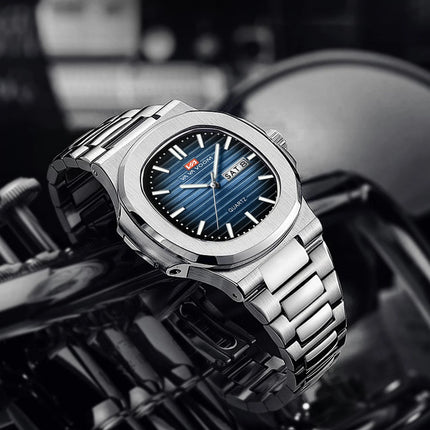 VA VA VOOM Square Luxury Men Wristwatch Waterproof Luminous Date Stainless Steel Male Clock Business Sports Quartz Watch for Men